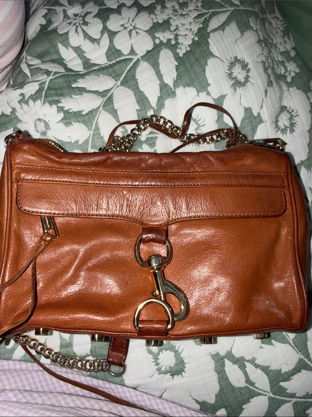 Leather Crossbody Bag in Warm Cognac